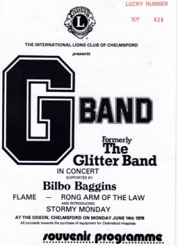 Programme from Bilbo Baggins support the G Band